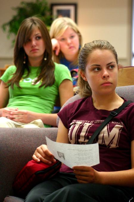 Katherine Givens, Victoria Allen and Emily Watkins participate in an early session of the Rising Seniors Program. - Photo by Stephanie Schroeder