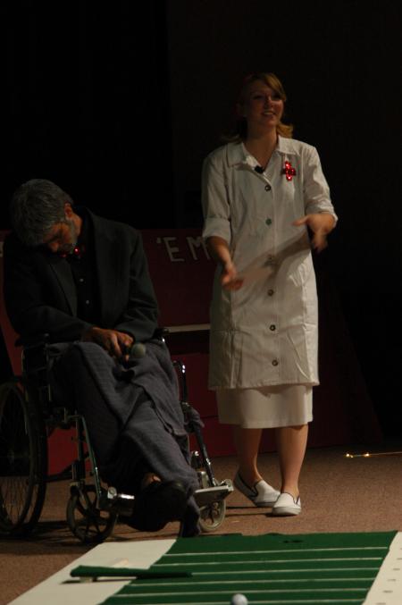 New students compete for prizes during the SAC game show, <em>Right is the Price,</em> hosted by Kieler Henry and Bekah Bothwell. - Photo by Matthew Diggs