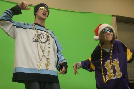 Kip Arrowood and Sara Chinery perform a karaoke music video at the Frost Fest. - Photo by Kyle Kurlick