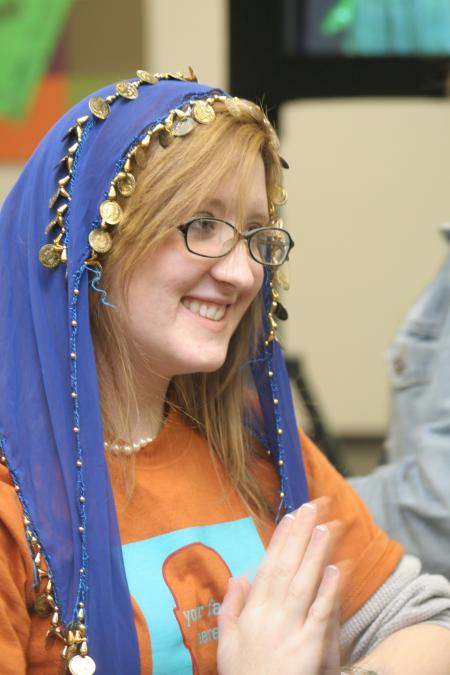 Kourtney Bagwell dresses up for video karaoke at the Frost Fest. - Photo by Kyle Kurlick