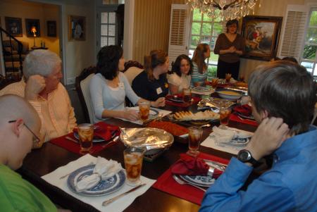 Provost Carla Sanderson welcomes students to her dinner table during Be Our Guest. - Photo by Morris Abernathy