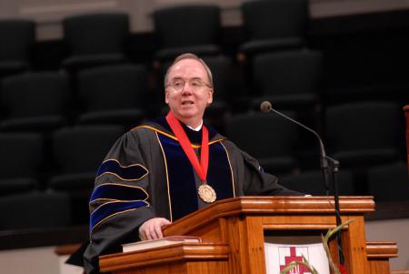 President Dockery welcomes the friends and families of the August Class of 2007. - Photo by Morris Abernathy