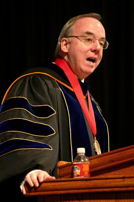 President David S. Dockery spoke on <em>The Gospel and Globalization: The Next Steps in a Future-Directed Vision for Union University</em> during his annual Fall Convocation address on August 31, 2007. - Photo by Stephanie Schroeder