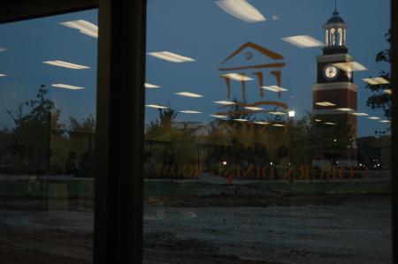 Miller Tower lit the outside while the Union community enjoyed a time of fellowship during the President's Reception. - Photo by Neisha Fuson
