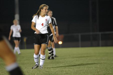 Emily Rawls, junior nursing major, prepares for the throw-in. - Photo by Matt Elia