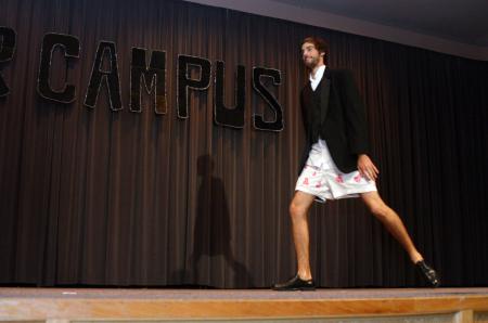 Sophomore Michael Grubb shows off his evening wear during Mr. Campus. - Photo by Stephanie Schroeder