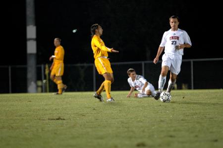 Freshman Franki Mocellin wins the battle for ball possession In a Union 2-1 win over Trevecca Nazarene. - Photo by Matt Elia