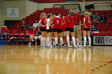 Coach Steven Gream talks to the Lady Bulldogs during a time out against Trevecca Nazarene University.  - Photo by Neisha Fuson