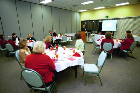 Nursing alumni gathered for <i>Where is the Heart of Nursing? The Beat Goes On</i> during Homecoming 2003. - Photo by Jim Veneman