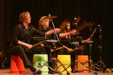 The Caixa Trio is a group of three women, Julie Davila, Julie Hill, and Amy Smith, whose instruments are purely percussion. They performed in the Savage Chapel on Oct. 1, 2007. - Photo by Stephanie Schroeder