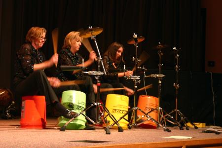 The Caixa Trio is a group of three women, Julie Davila, Julie Hill, and Amy Smith, whose instruments are purely percussion. They performed in the Savage Chapel on Oct. 1, 2007. - Photo by Stephanie Schroeder
