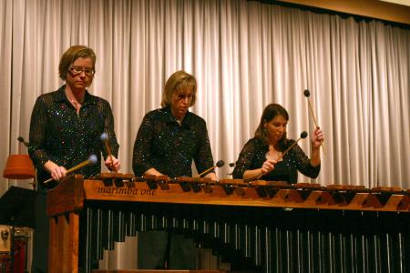 The Caixa Trio is a group of three women, Julie Davila, Julie Hill, and Amy Smith, whose instruments are purely percussion. They performed in the Savage Chapel on Oct. 1, 2007. - Photo by Stephanie Schroeder