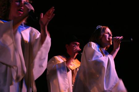 Alicia Stitch and other members of Cody Curtis's large group perform a number for All-Sing during Family Weekend. - Photo by Stephanie Schroeder