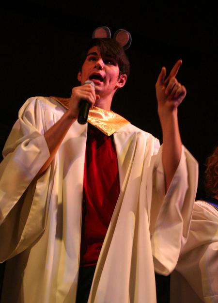 Andrew Spena and other members of Cody Curtis's large group perform a number for All-Sing during Family Weekend. - Photo by Stephanie Schroeder