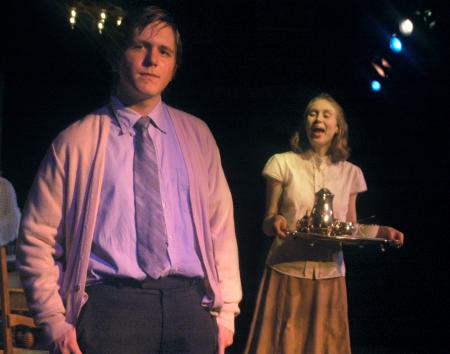 Colt Dixon and Katie Krebs perform in <em>The Dining Room</em>. - Photo by Matthew Diggs