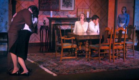 Matt Stimmel, Catherine Schulz, Katie Krebs, Dustin Perry and Jill Casey perform in <em>The Dining Room</em>. - Photo by Matthew Diggs