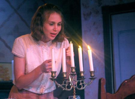 Katie Krebs performs in <em>The Dining Room</em>.  - Photo by Matthew Diggs