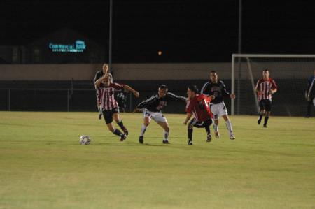 In a match against Martin Methodist College, the Union Bulldogs work for possession of the ball.  - Photo by Neisha Fuson