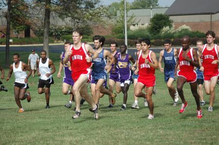 The Union men jump out to an early that helped give them the Union Cross Country Invitational Title. - Photo by Tommy Sadler