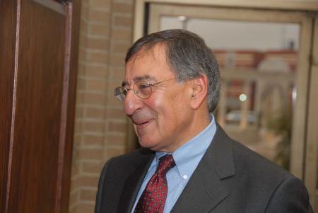 Leon Panetta, who served as chief of staff for President Clinton, shares a fun story with guests at the Scholarship Banquet. - Photo by Morris Abernathy