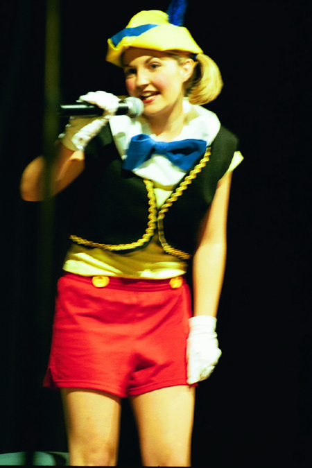 Kappa Delta Amy Weatherford performs <i>Got No Strings</i> as Pinnochio at All-Sing during Homecoming 2003. - Photo by Lindsay Stavish