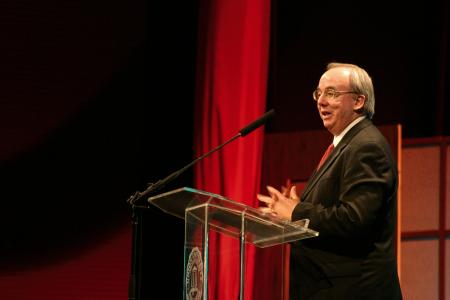 President Dockery welcomed the audience for the Scholarship Banquet and thanked them for the generous support of student scholarships. - Photo by Stephanie Schroeder