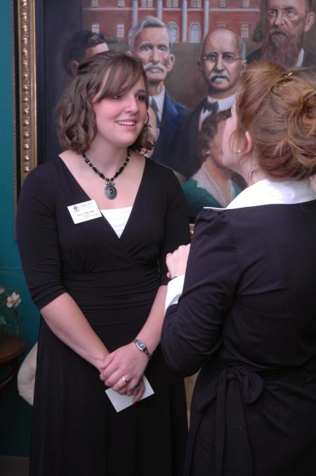 Kelly Northam and Molly Sills talk after meeting Leon Panetta and Andrew Card prior to the Scholarship Banquet.  - Photo by Neisha Fuson