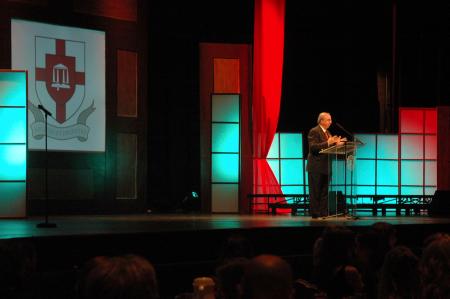 President Dockery welcomed the guests to the Scholarship Banquet and thanked them for all their generous support.  - Photo by Neisha Fuson