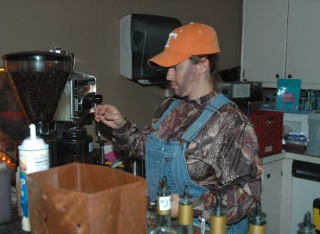 Hurt Complex's residence director Ema VanCleave got in on the fun for this year's Costume Coffee House.  - Photo by Neisha Fuson