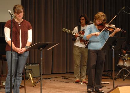 For the Wednesday chapel of Homecoming Week, students led in worship and scripture reading.  - Photo by Neisha Fuson