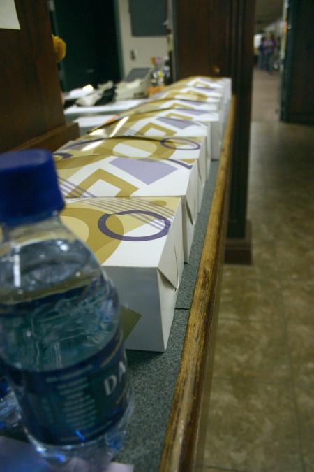 Boxed lunches and drinks were set out for teams to take with them to their projects during Day of Remembrance. - Photo by Stephanie Schroeder