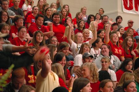 The Union crowd for the 2007 Homecoming game was energetic and anxious to catch those presents being flung by Union's cheerleaders.  - Photo by Neisha Fuson
