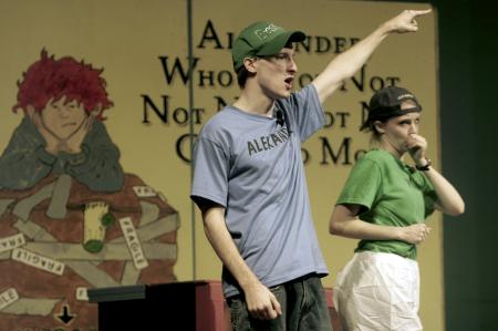 Kip Arrowood and Emily Watlington perform in <em>Alexander, Who's Not Not Not Not Not Not Going to Move</em> presented by the Union University Players. - Photo by Kyle Kurlick
