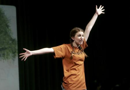 Angela Abbamonte performs in <em>Alexander, Who's Not Not Not Not Not Not Going to Move</em> presented by the Union University Players. - Photo by Kyle Kurlick