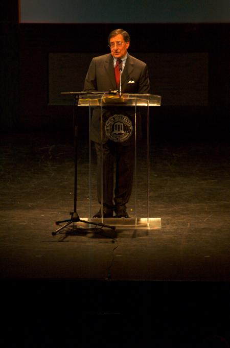 Leon Panetta, former chief of staff to Bill Clinton, addresses the 2007 Scholarship Banquet with his characteristic dignity and quiet charm. - Photo by Matt Elia
