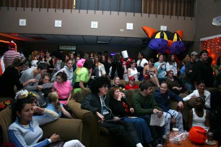 Students and faculty crowd into Hurt Commons for the annual Costume Coffee House. - Photo by Stephanie Schroeder