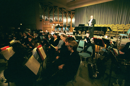 Dr. Richard Joiner leads the audience in Christmas carols during <i>A Union Christmas.</i> - Photo by Jim Veneman