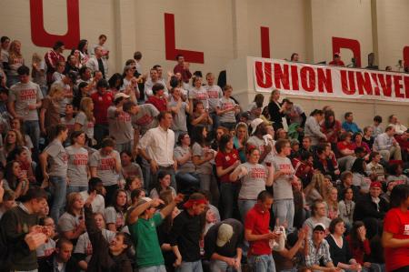 Enjoying being back in Union's own gym, the students showed their support by filling the stands.  - Photo by Neisha Fuson