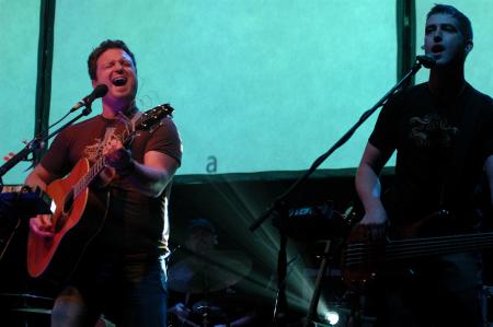 Shane Barnard, of Shane & Shane, plays for the benefit concert held for Union University.  - Photo by Neisha Fuson