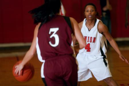 Jessica Graves defends against Freed Hardeman during the first home game since the tornado. - Photo by Kyle Kurlick