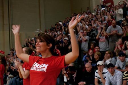 Union students cheer on the Lady Bulldogs during the first home game since the tornado. - Photo by Kyle Kurlick
