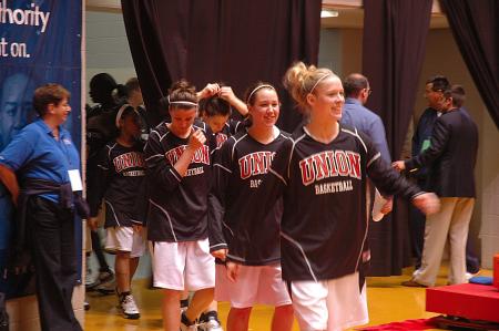 Union Lady Bulldogs, 32-0, walk onto the court for this year's NAIA.  - Photo by Neisha Fuson