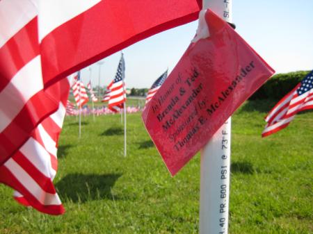 1,500 American flags fly on Union's south lawn, by the U, to help raise awareness of child abuse as a part of the Flags of Freedom campaign.  - Photo by Neisha Fuson