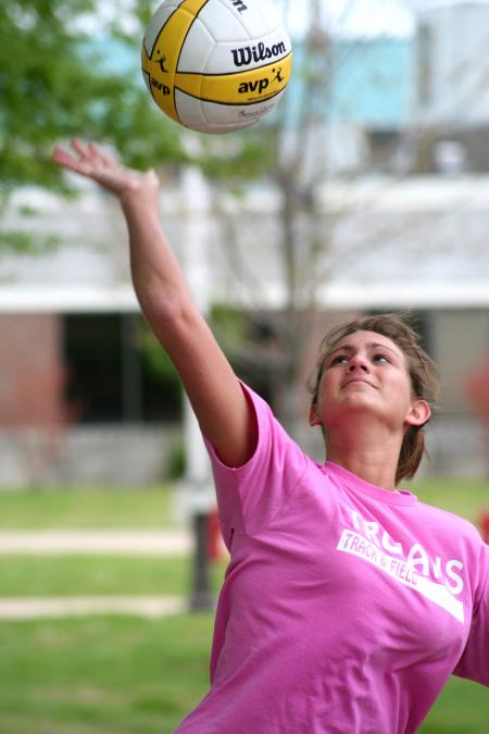 Students participated in a volleyball tournament to help raise money for the disaster relief fund.  - Photo by Kristi McMurry Woody