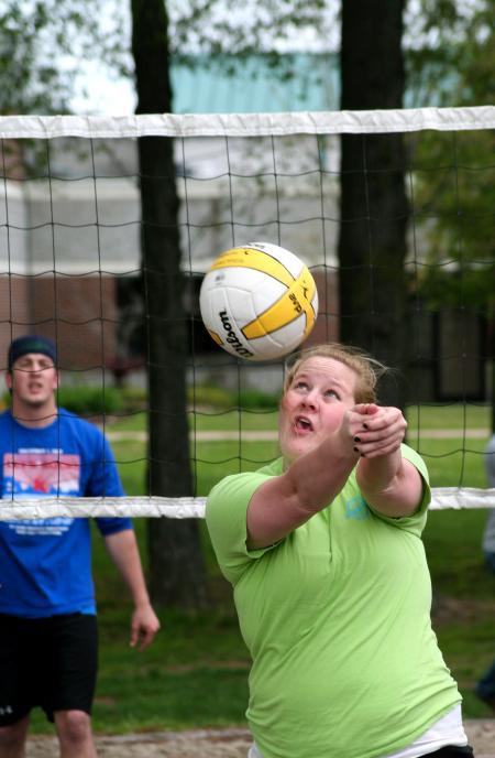 Students participated in a volleyball tournament to help raise money for the disaster relief fund.  - Photo by Kristi McMurry Woody
