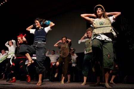 Members of Zeta Tau Alpha perform their Peter Pan theme segment of the 2008 Variety Show. - Photo by Kyle Kurlick