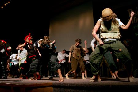 Members of Zeta Tau Alpha perform their Peter Pan theme segment of the 2008 Variety Show. - Photo by Kyle Kurlick