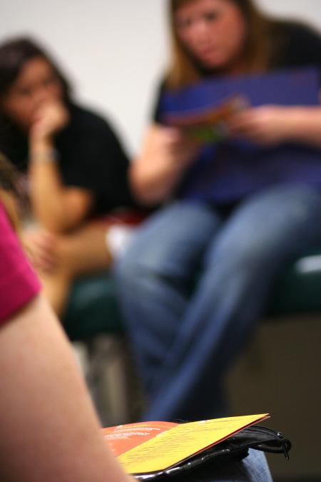 New students meet with their Focus group leaders to go over the schedule for Focus week.   - Photo by Kristi McMurry Woody