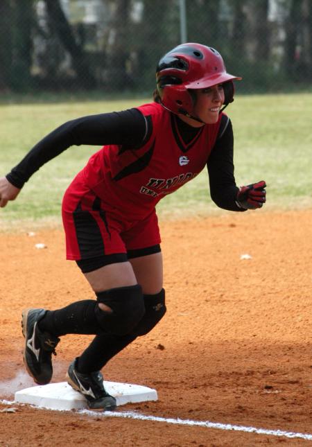 Candace Cross gets her lead form third base in Union's win at Lambuth. - Photo by Steven Aldridge
