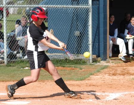Ashley Walters makes contact with a pitch in Union's win at Mid-Continent. - Photo by Steven Aldridge